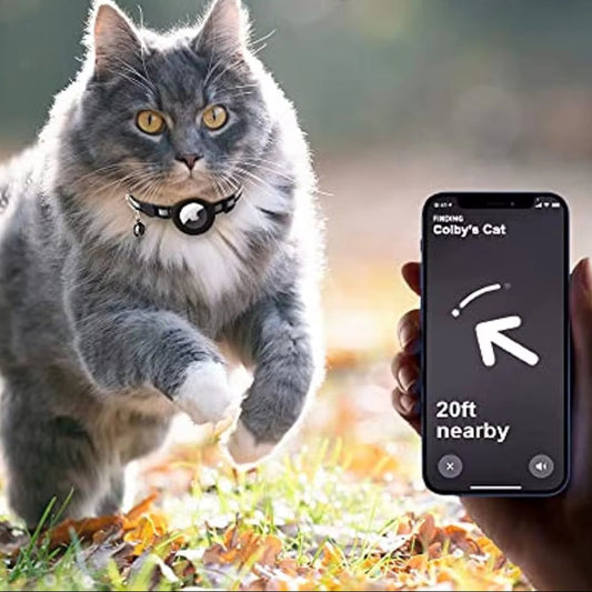 Airtag Cat Collar Breakaway, Reflective Kitten Collar with Apple Air Tag Holder and Bell for Girl Boy Cats, 0.4 Inches