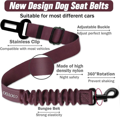Dog Seat Belt,3 Piece Set Retractable Dog Car Seatbelts Adjustable Pet Seat Belt for Vehicle Nylon Pet Safety Seat Belts Heavy Duty & Elastic & Durable Car Harness for Dogs